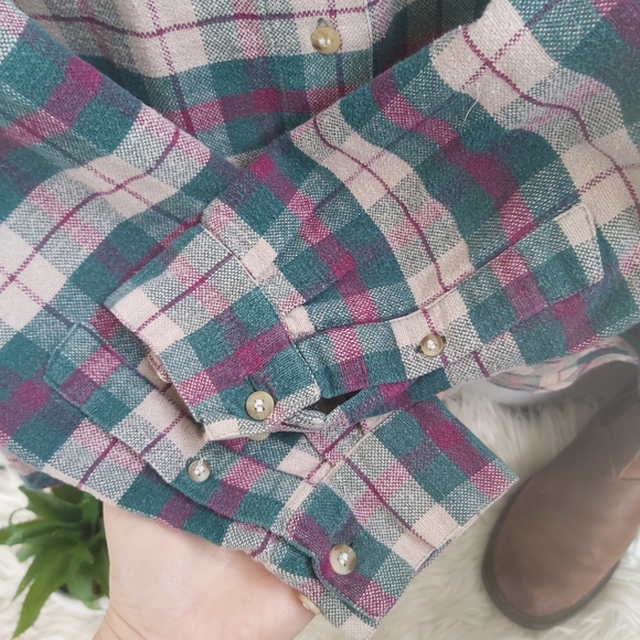Northern Vintage Plaid Flannel Fall Jewel Tone Button Down Shirt - Picture 4 of 9